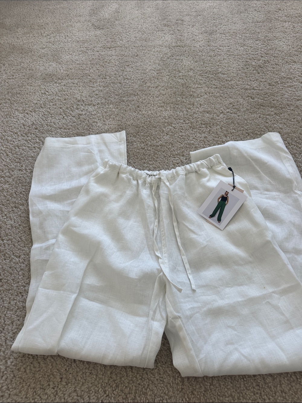 Nation LTD White Linen Drawstring Lucia pants